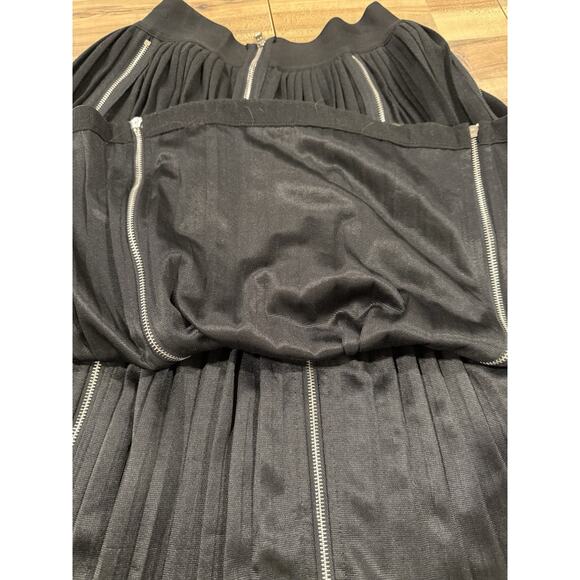 Marigold Shadows Goth Avant-Garde Pleated mid skirt w/exposed vertical zippers - Picture 7 of 10